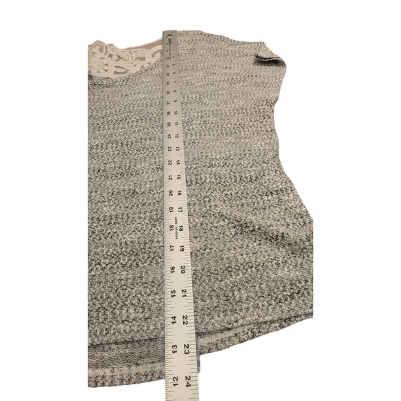 Massini Gray Knit Top XL Short Sleeve Lace Back Casual Blouse - Picture 4 of 5